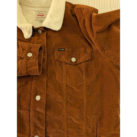 Wrangler Corduroy Jacket Men’s XL Rust Brown Sherpa Lined Trucker Pockets - Picture 6 of 13
